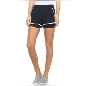 Spyder Women's Run Short W/Inner Biker & Zip Pockets Black/White Size L NWT
